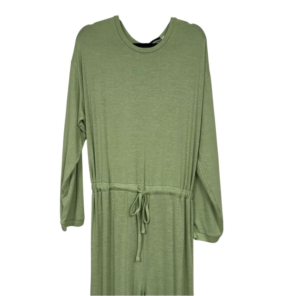 ASOS Sage Green Long Sleeve Jersey Knit Jumpsuit Womens 10 Tall Jogger Style